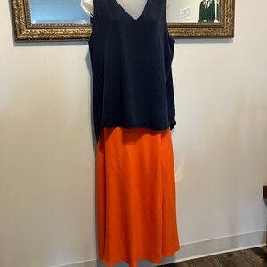 Lulus Vibrant Tangerine Maxi Skirt (front slit, size L)